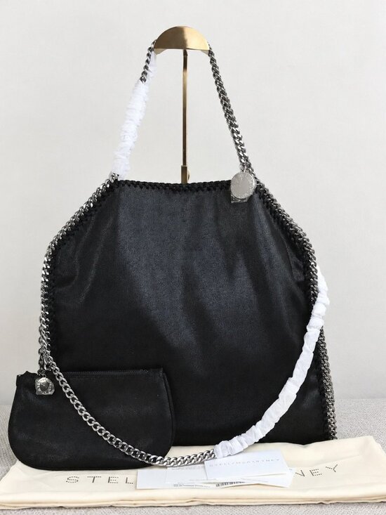 Stella McCartney Handbags - Black Woven Chain Tote + Zip Pouch Set